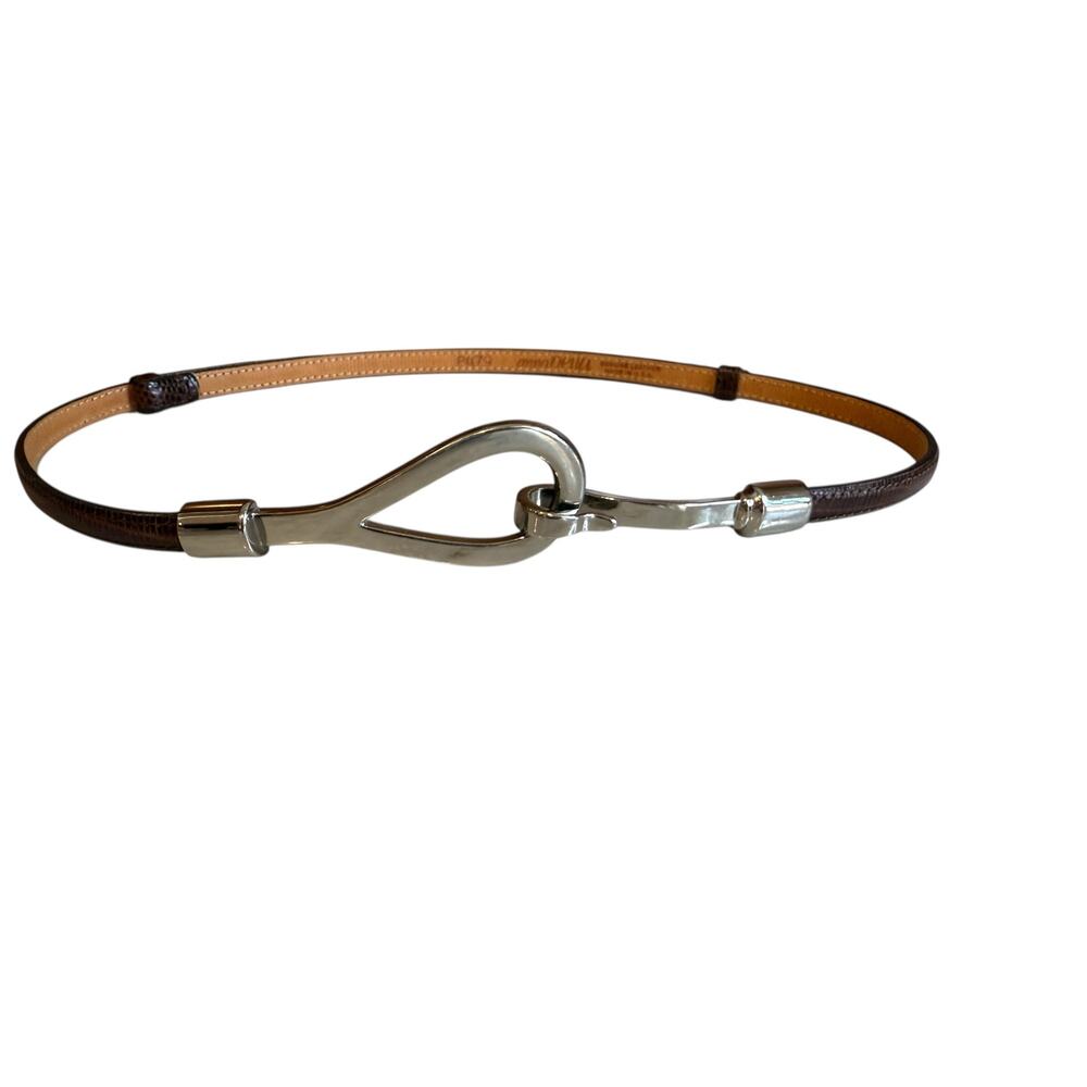 Brown Leather Loop Buckle Women's Skinny Belt
